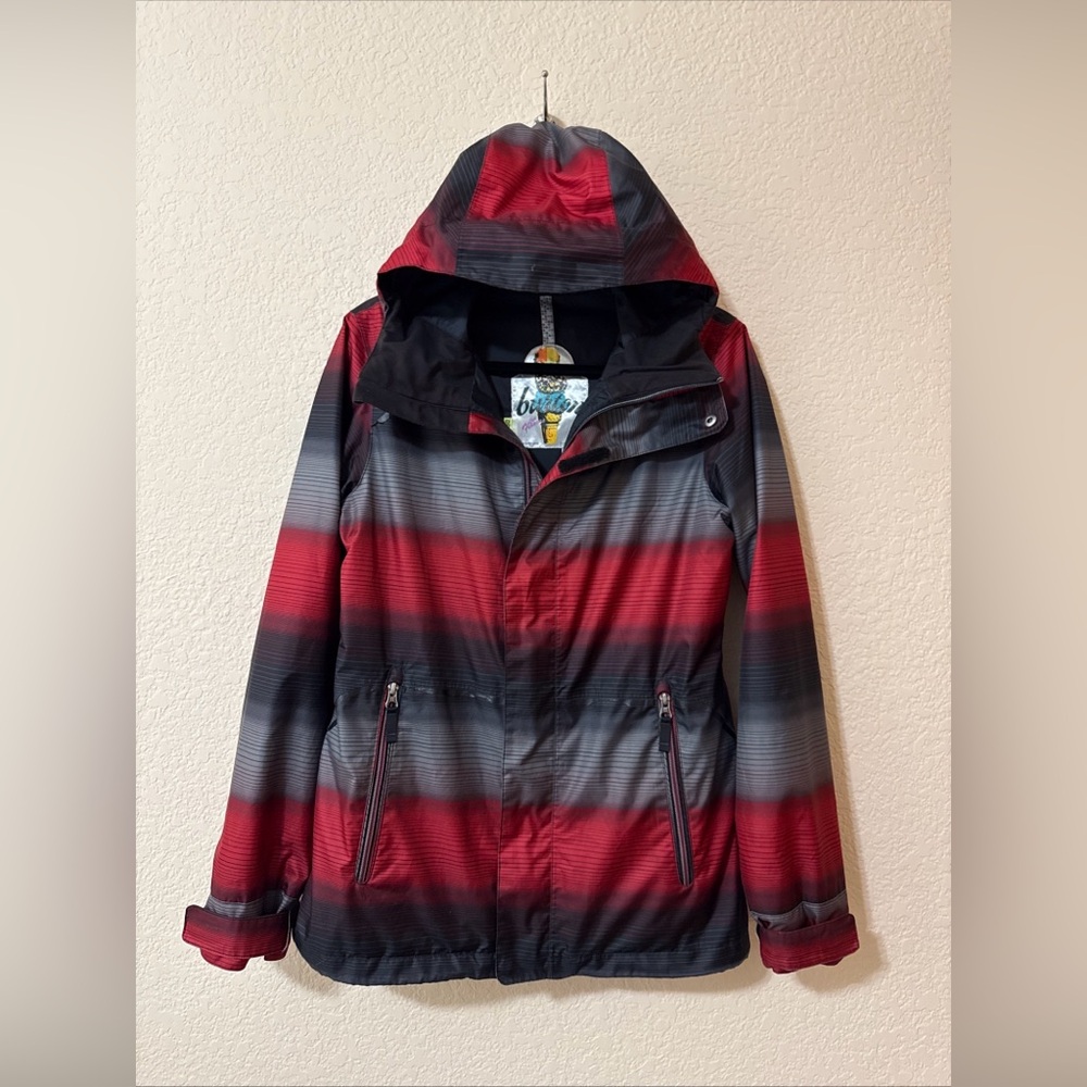 Burton Dryride Cool Flavors Jacket Sz M Women’s Snowboard Ski Hooded Stripe Coat